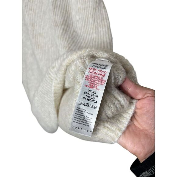 Topshop Cream Loose Oversized Long Turtleneck Sweater Dress Size 0/2 - Picture 9 of 10